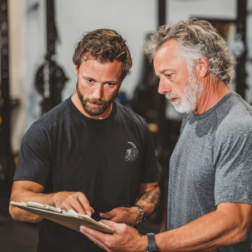 51 years old adult receiving personalized training guidance from certified instructor